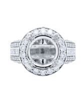 14k White Gold Diamond Round Cut Multi-Layer Semi Mount Engagement Ring - LA DIAMOND